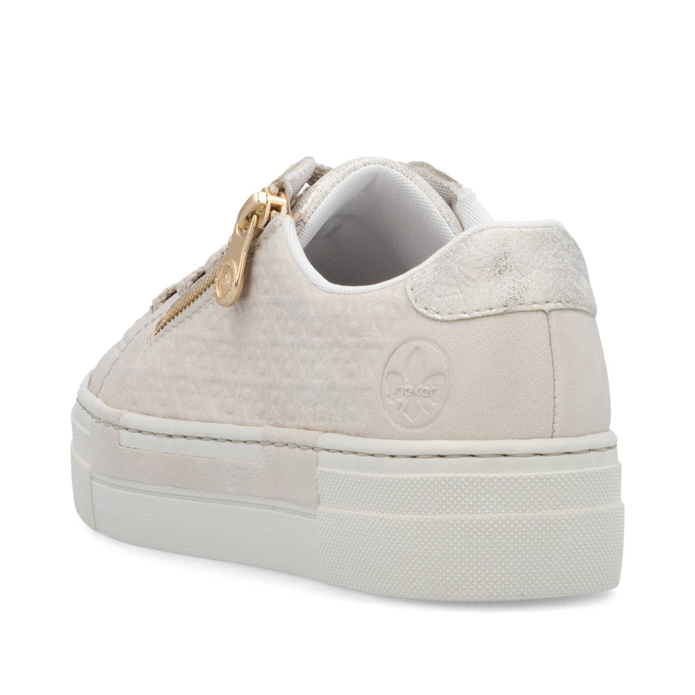 RIeker Low Flatform Trainer Ivory Beige