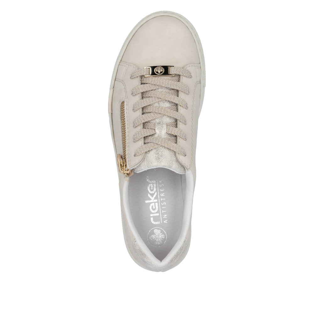 RIeker Low Flatform Trainer Ivory Beige