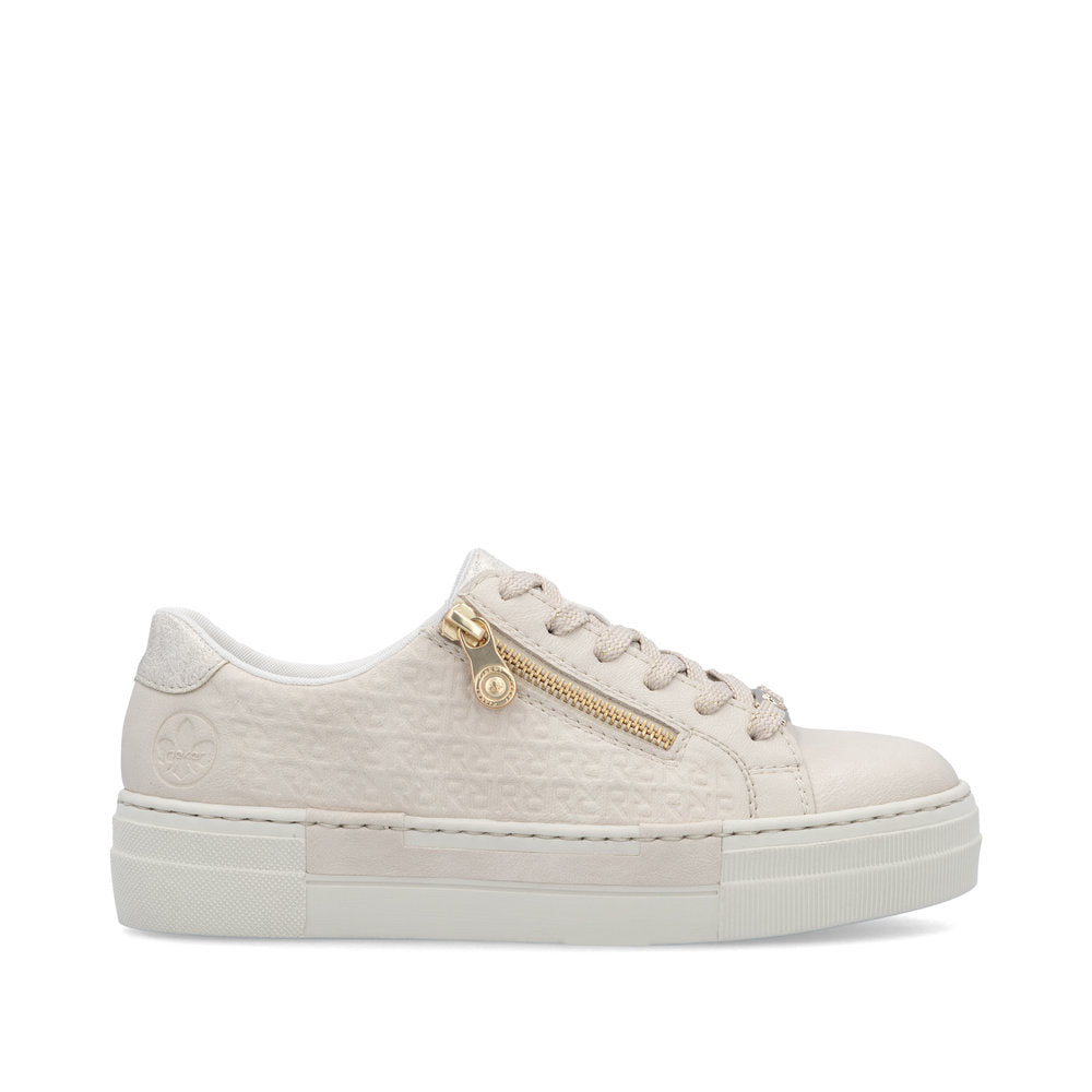 RIeker Low Flatform Trainer Ivory Beige