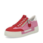 Rieker Flatform Zip Trainer Red/Pink