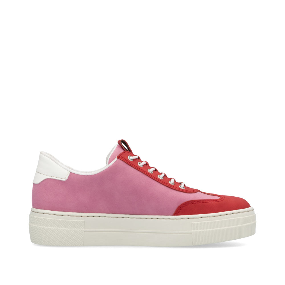 Rieker Flatform Zip Trainer Red/Pink