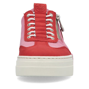 Rieker Flatform Zip Trainer Red/Pink