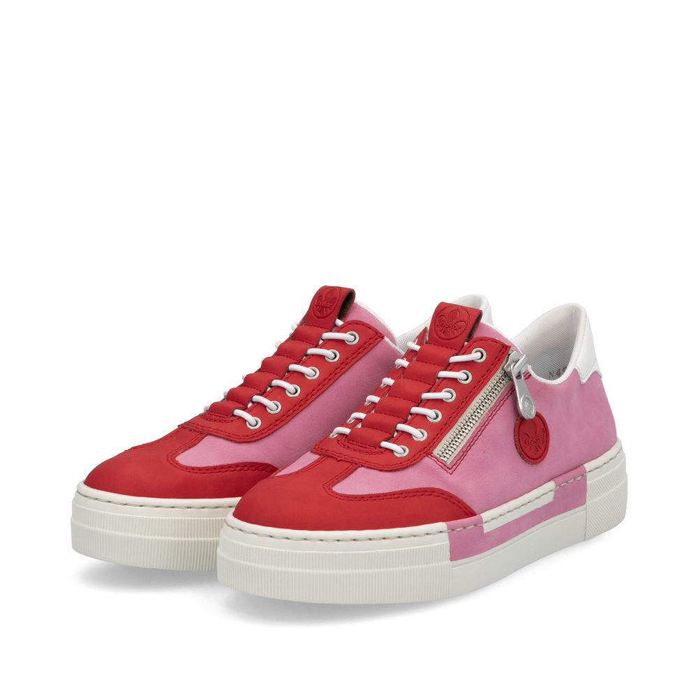 Rieker Flatform Zip Trainer Red/Pink