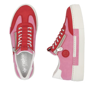 Rieker Flatform Zip Trainer Red/Pink