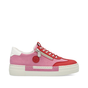 Rieker Flatform Zip Trainer Red/Pink