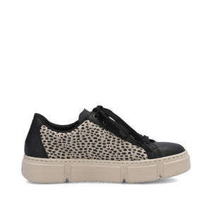 Rieker Classic Flatform Trainer Black Beige Print