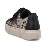 Rieker Classic Flatform Trainer Black Beige Print