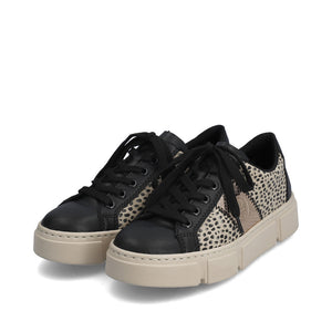 Rieker Classic Flatform Trainer Black Beige Print