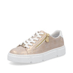 Rieker Classic Zip Flatform Trainer Rose Gold