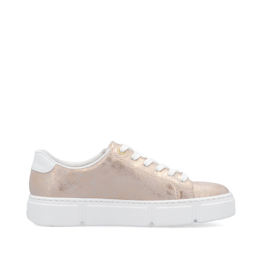 Rieker Classic Zip Flatform Trainer Rose Gold