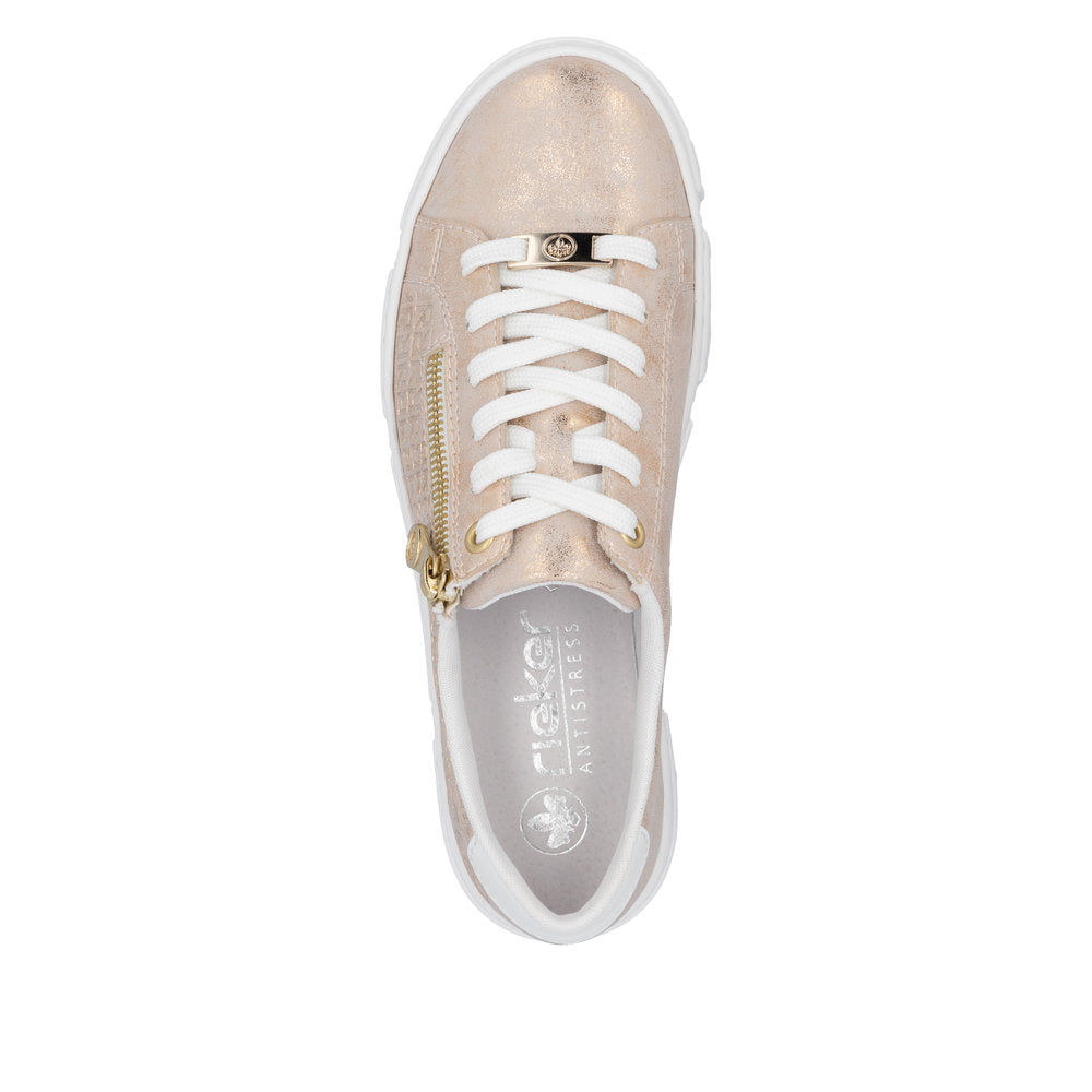 Rieker Classic Zip Flatform Trainer Rose Gold