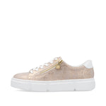 Rieker Classic Zip Flatform Trainer Rose Gold