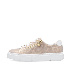 Rieker Classic Zip Flatform Trainer Rose Gold