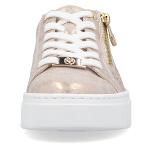 Rieker Classic Zip Flatform Trainer Rose Gold