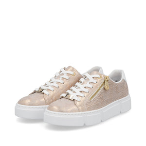 Rieker Classic Zip Flatform Trainer Rose Gold