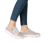 Rieker Classic Zip Flatform Trainer Rose Gold