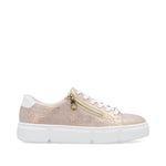 Rieker Classic Zip Flatform Trainer Rose Gold