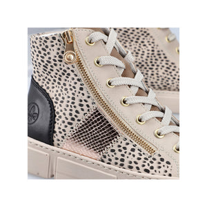 Rieker Classic Flatform High Top Beige Print