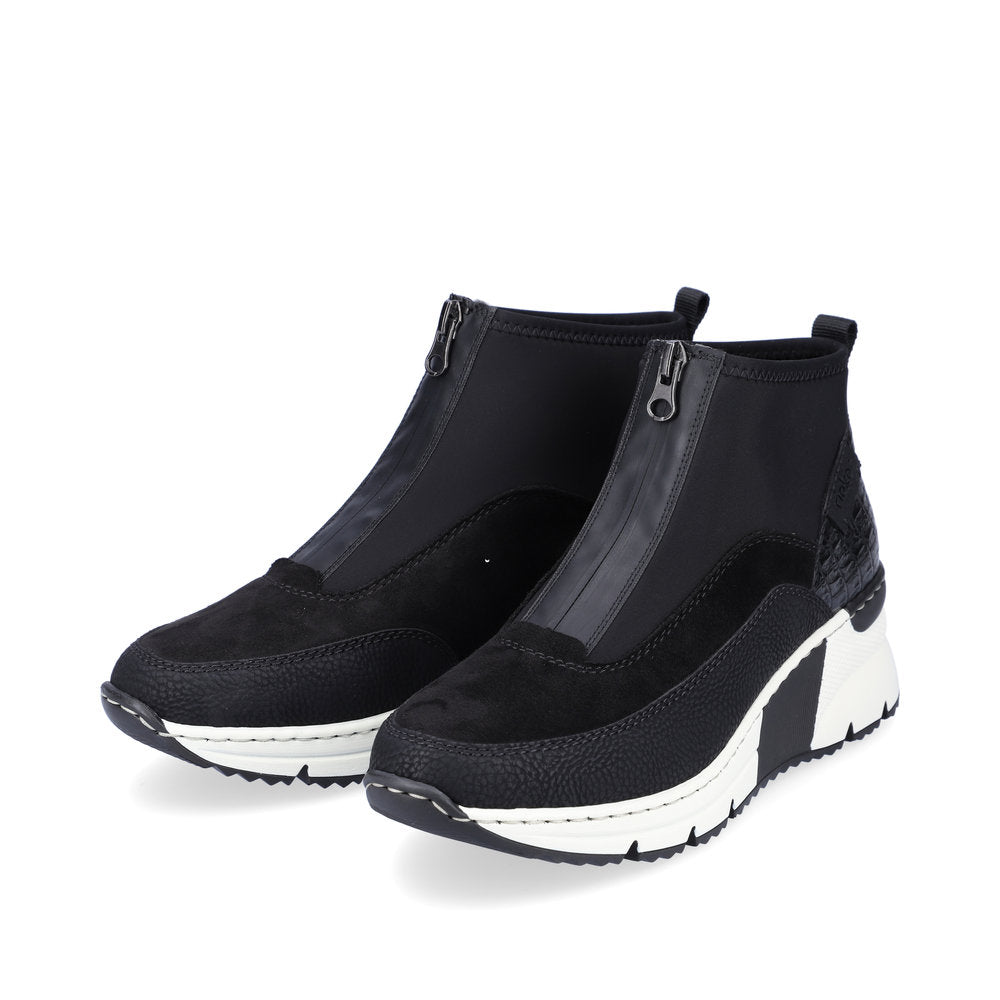 Rieker Ankle Boot with Front Zipper Black