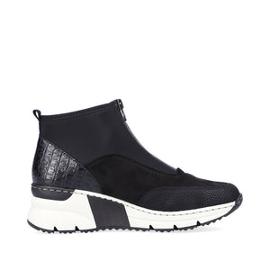 Rieker Ankle Boot with Front Zipper Black