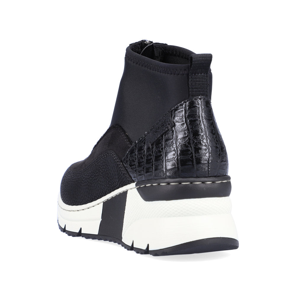 Rieker Ankle Boot with Front Zipper Black