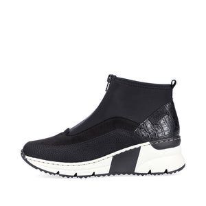 Rieker Ankle Boot with Front Zipper Black