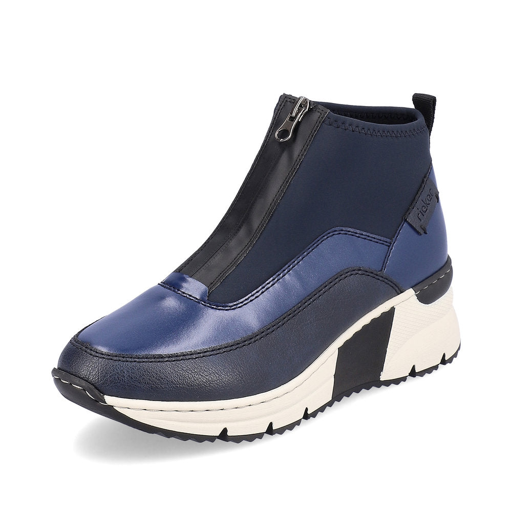 Rieker Ankle Boot with Front Zipper Navy
