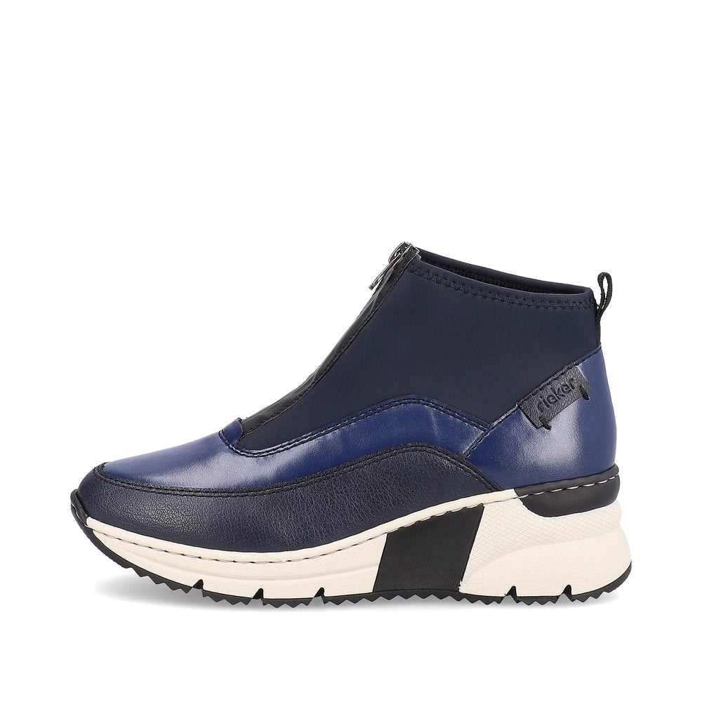 Rieker Ankle Boot with Front Zipper Navy