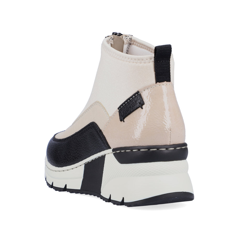 Rieker Ankle Boot with Front Zipper Cream