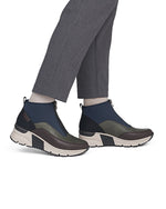 Rieker Ankle Boot with Front Zipper Black Navy Comb