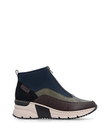 Rieker Ankle Boot with Front Zipper Black Navy Comb