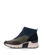 Rieker Ankle Boot with Front Zipper Black Navy Comb