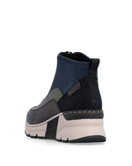 Rieker Ankle Boot with Front Zipper Black Navy Comb