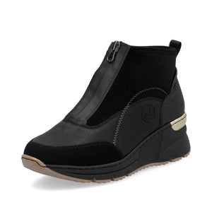 Rieker Front Zipper Ankle Boot Black Morokko