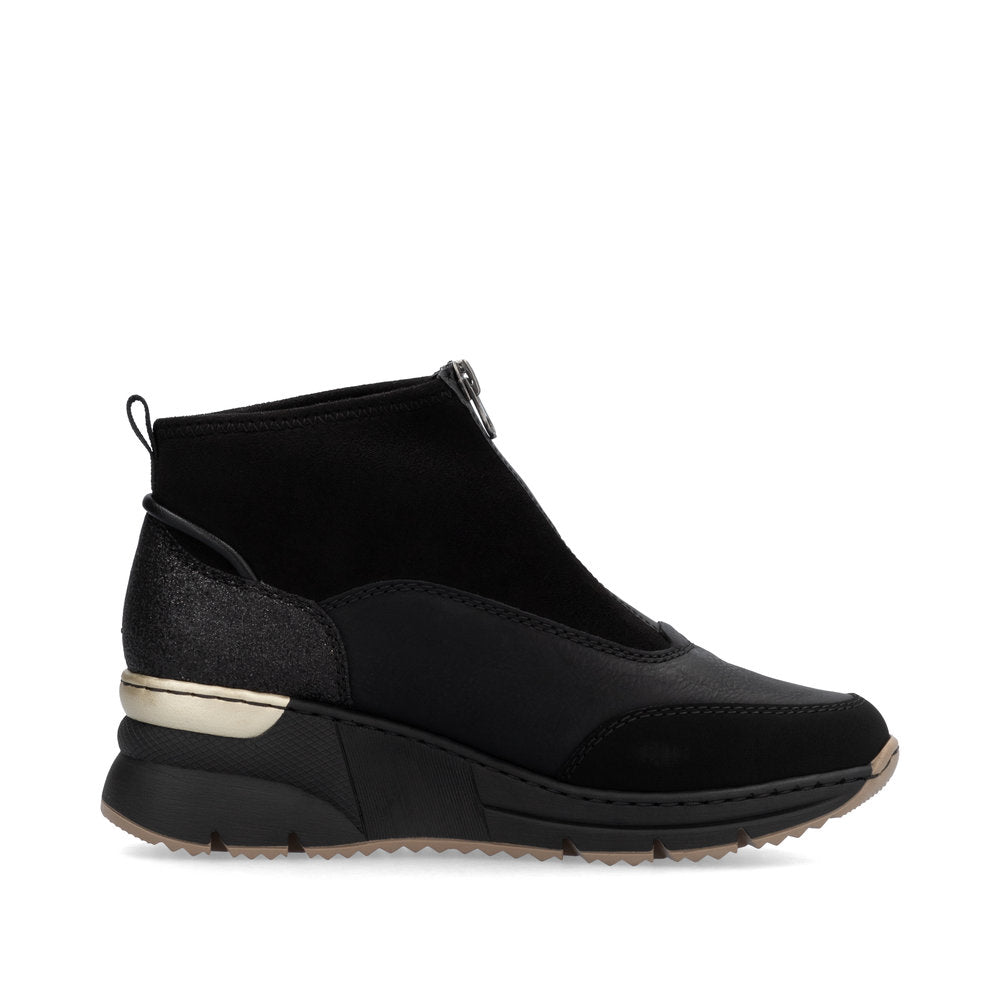 Rieker Front Zipper Ankle Boot Black Morokko