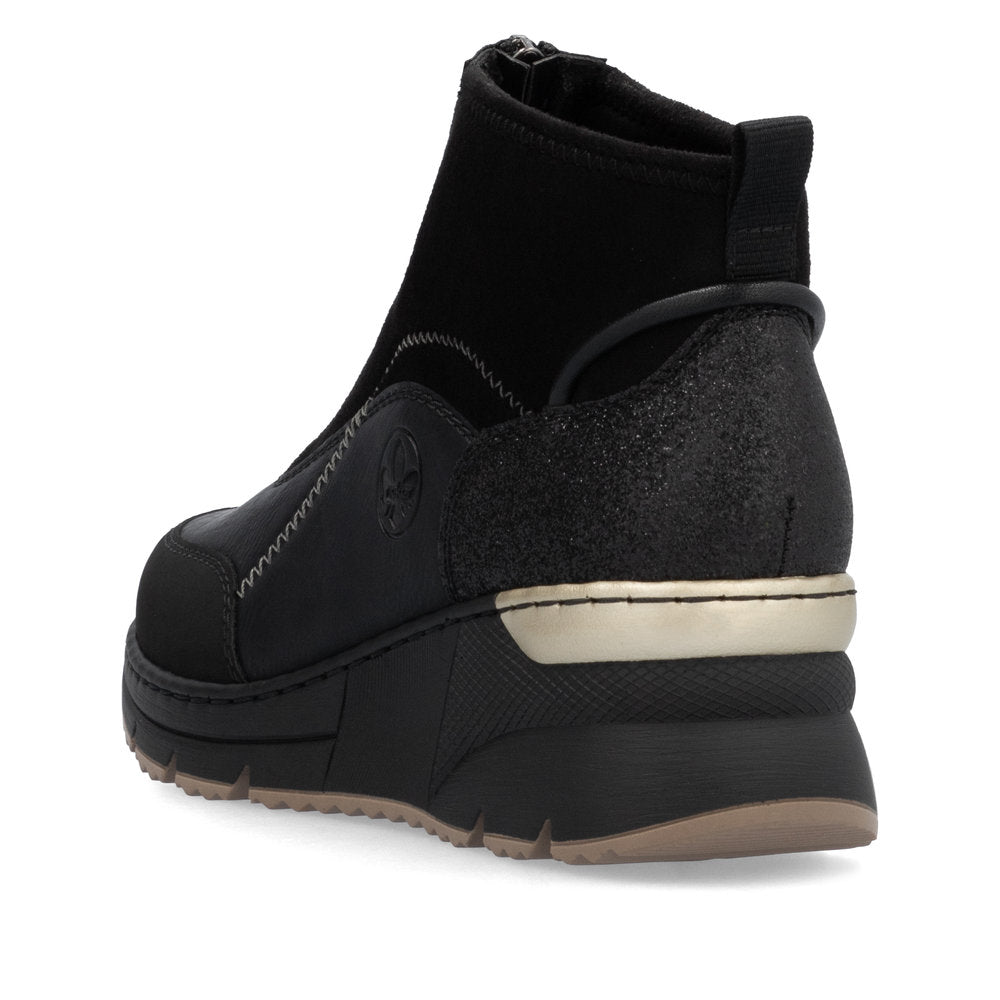 Rieker Front Zipper Ankle Boot Black Morokko