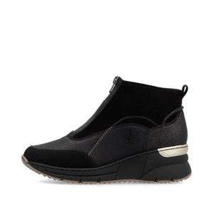 Rieker Front Zipper Ankle Boot Black Morokko