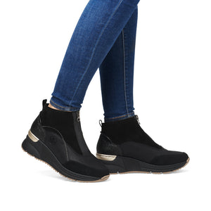 Rieker Front Zipper Ankle Boot Black Morokko