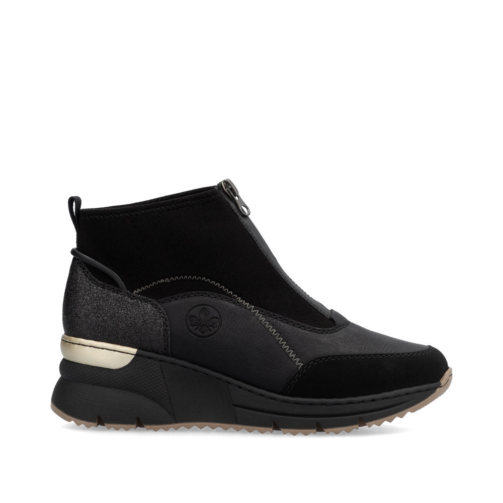 Rieker Front Zipper Ankle Boot Black Morokko