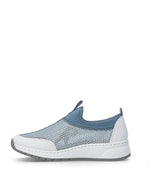 Rieker Mesh Slip On Trainer White/Blue