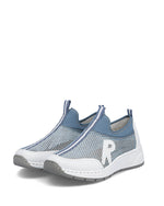 Rieker Mesh Slip On Trainer White/Blue