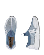 Rieker Mesh Slip On Trainer White/Blue