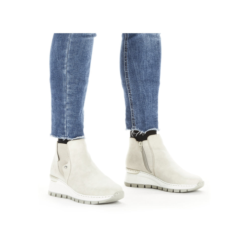 Rieker Wedge Ankle Boot Beige