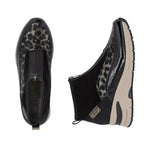 Rieker Front Zipper Ankle Boot Black Gold Leopard