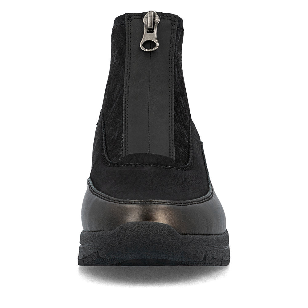 Rieker Front Zipper Ankle Boot Black Old Silver