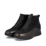 Rieker Front Zipper Ankle Boot Black Old Silver