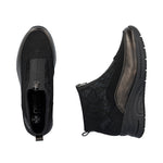 Rieker Front Zipper Ankle Boot Black Old Silver