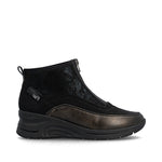 Rieker Front Zipper Ankle Boot Black Old Silver