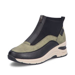 Rieker Wedge Front Zipper Ankle Boot Green/Black