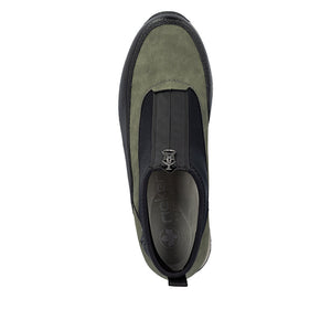 Rieker Wedge Front Zipper Ankle Boot Green/Black